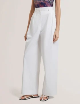 ZOZIA Cotton Pleated Front Wide Leg Trousers